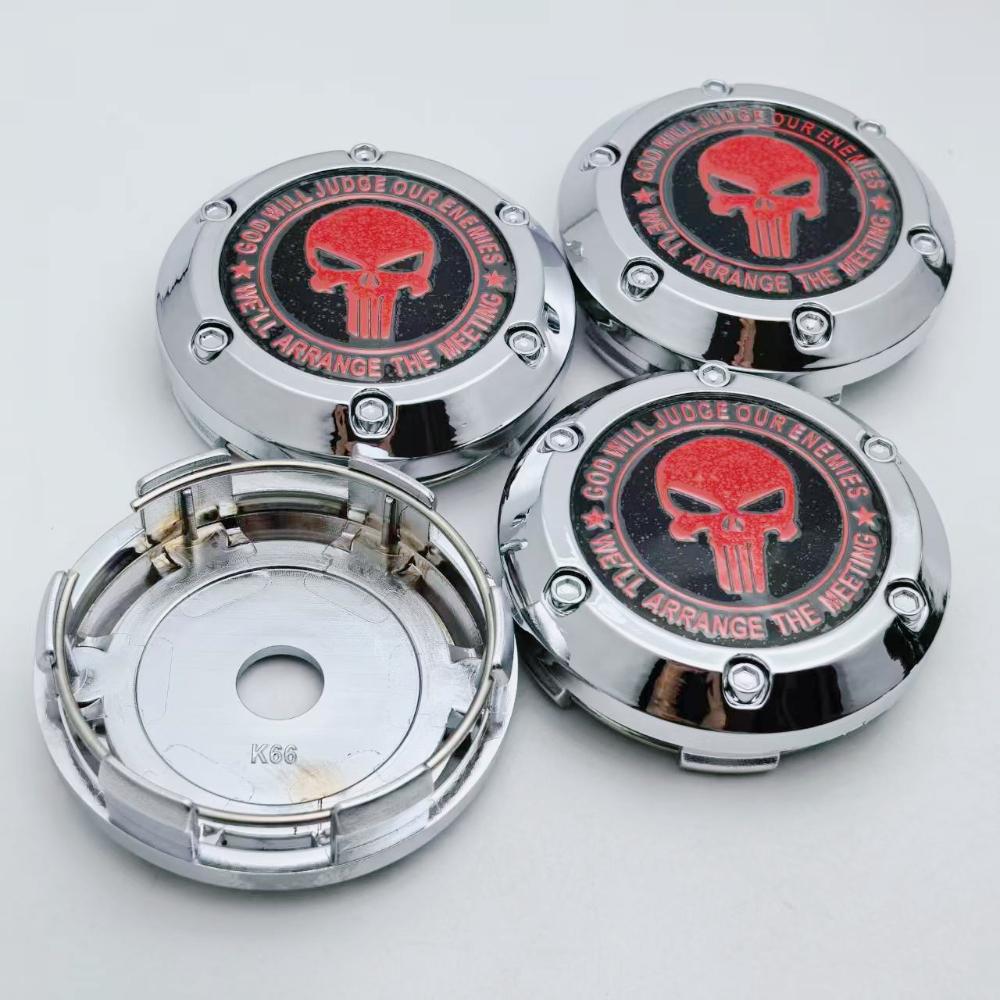 4pcs/set 66MM 62MM Skul Logo Emblem Badge Car Wheel Center Caps Rim Hubcaps Wheel Hub Center Dust Cover Replace Car Accessories
