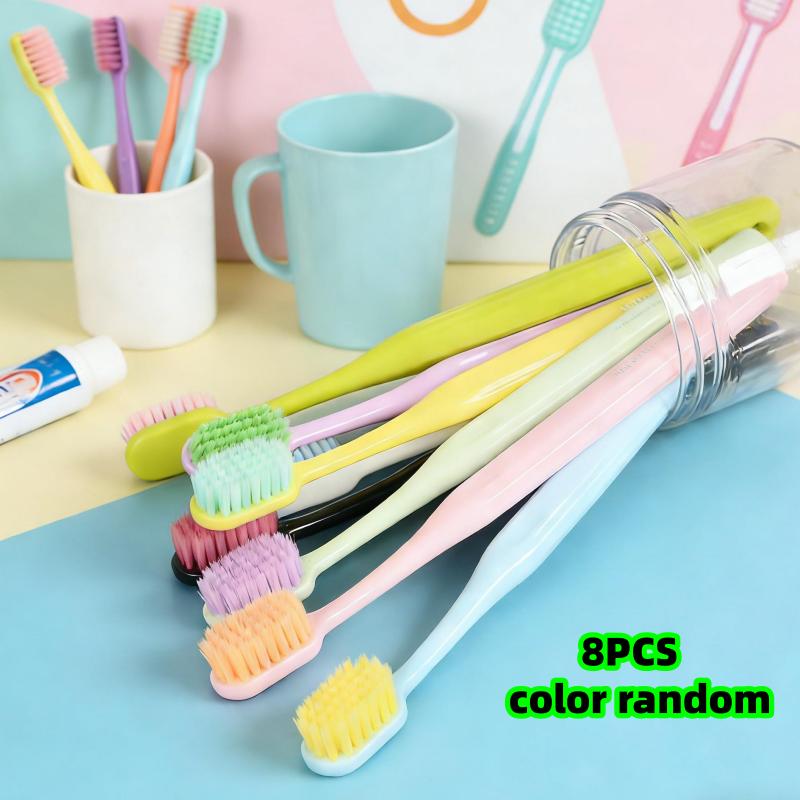 8/16 Pack of Toothbrushes in Random Colors, Bucket-Packed Home Toothbrushes, Travel Toothbrushes, Dopamine Color Series Toothbrushes, Gentle on Gums,