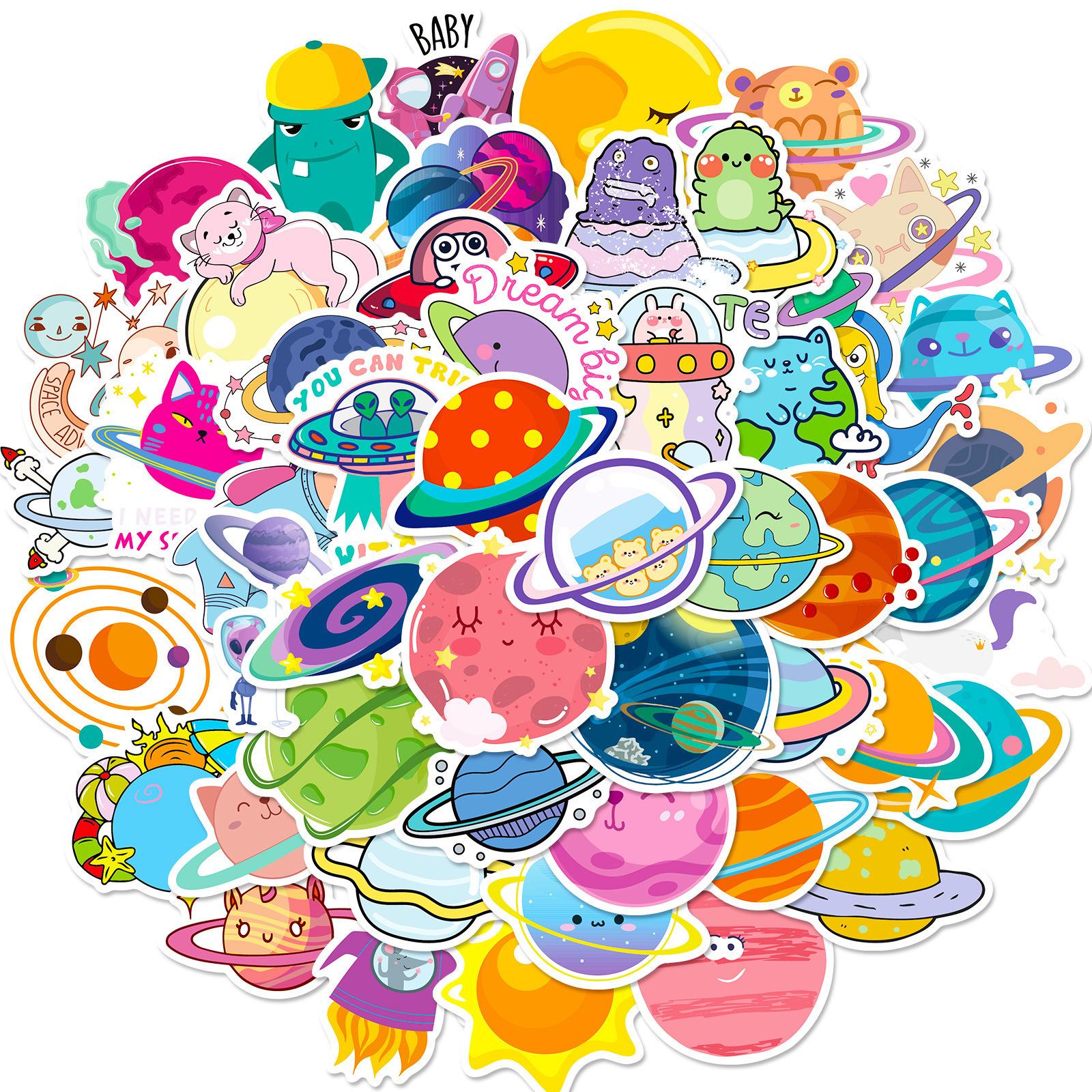 

50 Universe Planet Stickers INS Wind Personality Galaxy Planet Cartoon Doodle Student
