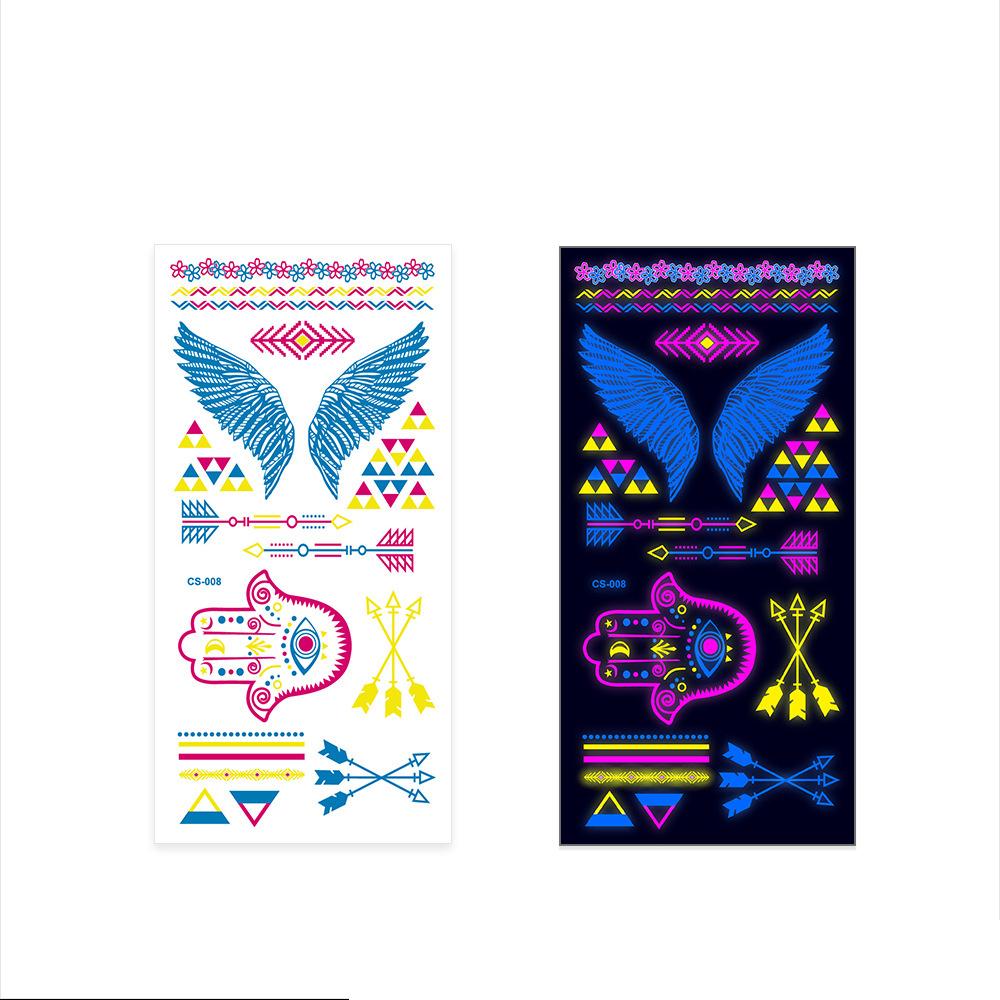 Halloween Fluorescent Stickers Funny Arm Ghost Face Waterproof Tattoo Stickers Women Men Party Supplies Masquerade Cosplay Props