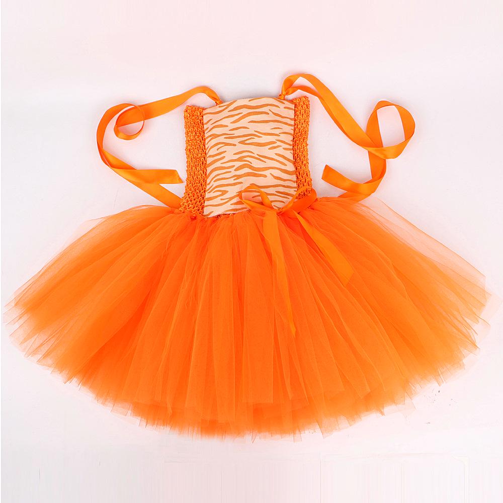 Orange Cat Princess Tutu Skirt: Girls' Cartoon Animal Mesh Dress