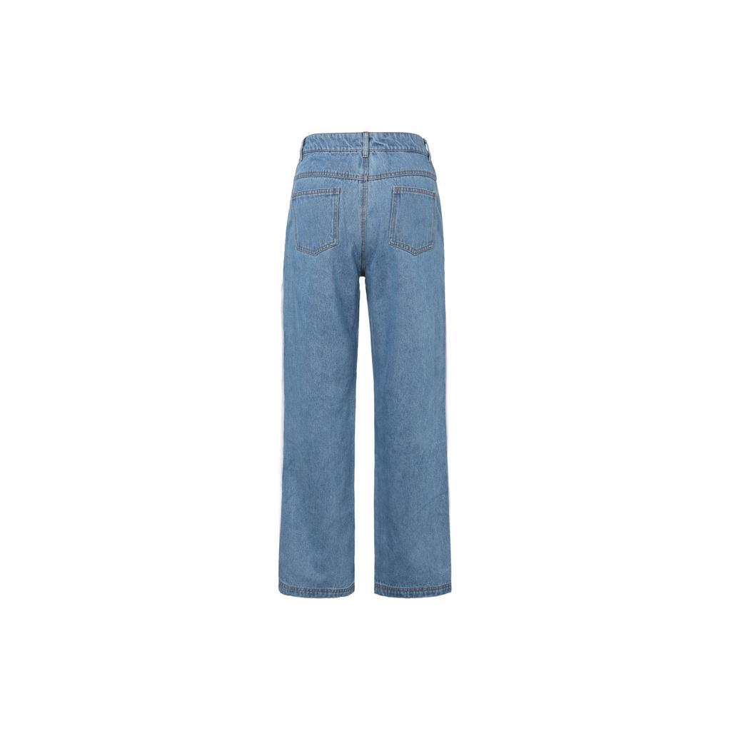 adidas Originals X Dry Clean Only Co-Branded Buttoned Casual Comfortable Sports Denim Pants Women Bottoms Blue H59020