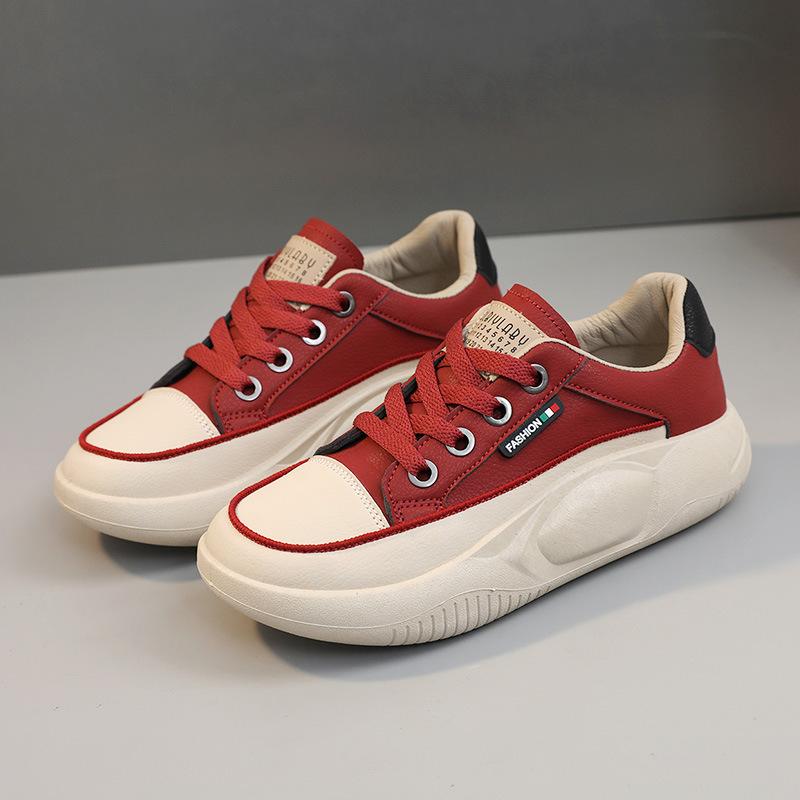 [Customized] F5858 new simple casual women's shoes spring and autumn Korean version breathable board shoes heightened thick sole versatile