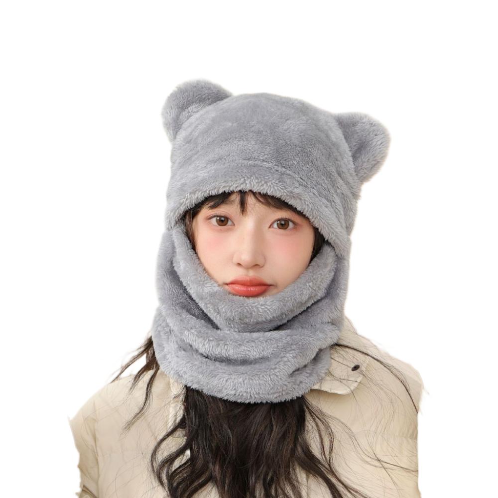 

Korean Style Beanies Cap Keep Warm Winter Pullover Cap Casual Ear Protection Hat Girls серый