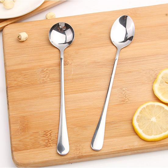 2Pcs Dessert Grade Spoons Food Rust-proof Stainless Steel Milk Coffee Dessert Honey Soup
