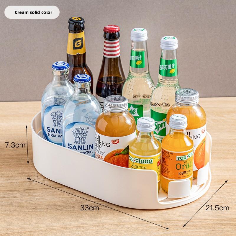 

360 Rotating Refrigerator Storage Box Multifunctional Spice Organizer Simple Drink Tray for Kitchen Countertop