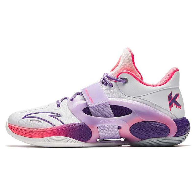 Anta KT SPLASH V V2 Амортизирующие Дышащие Средние Баскетбольные Кроссовки Мужские Бело-Фиолетовые 112341108-4 44.5