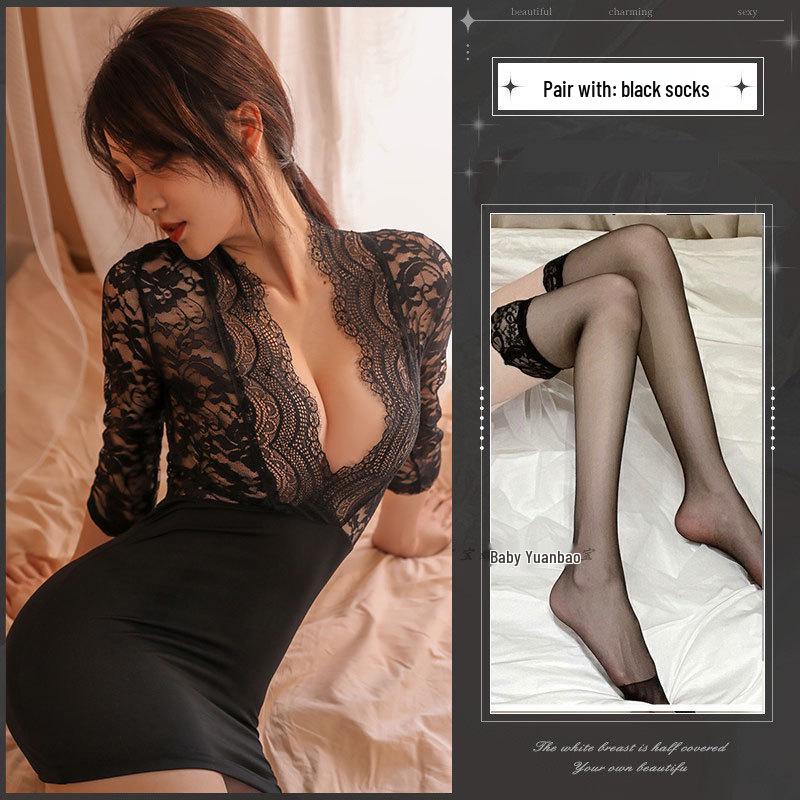 Seductive Lace Lingerie Set: Sheer Bodycon Skirt & Erotic Nightwear for Women