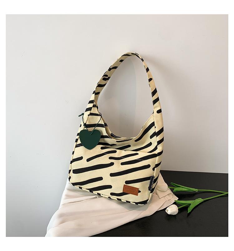 New Stylish and Simple Zebra Pattern Canvas Bag Casual Large Capacity Shoulder Bag Student Tutoring Bag