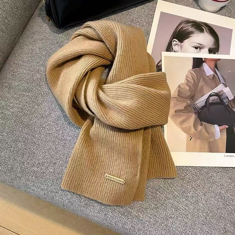 High Quality Classic Wool Blend Solid Scarf Men Women Winter Autumn Knitted Thick Warm Muffler Male Female Korean Version Scarf