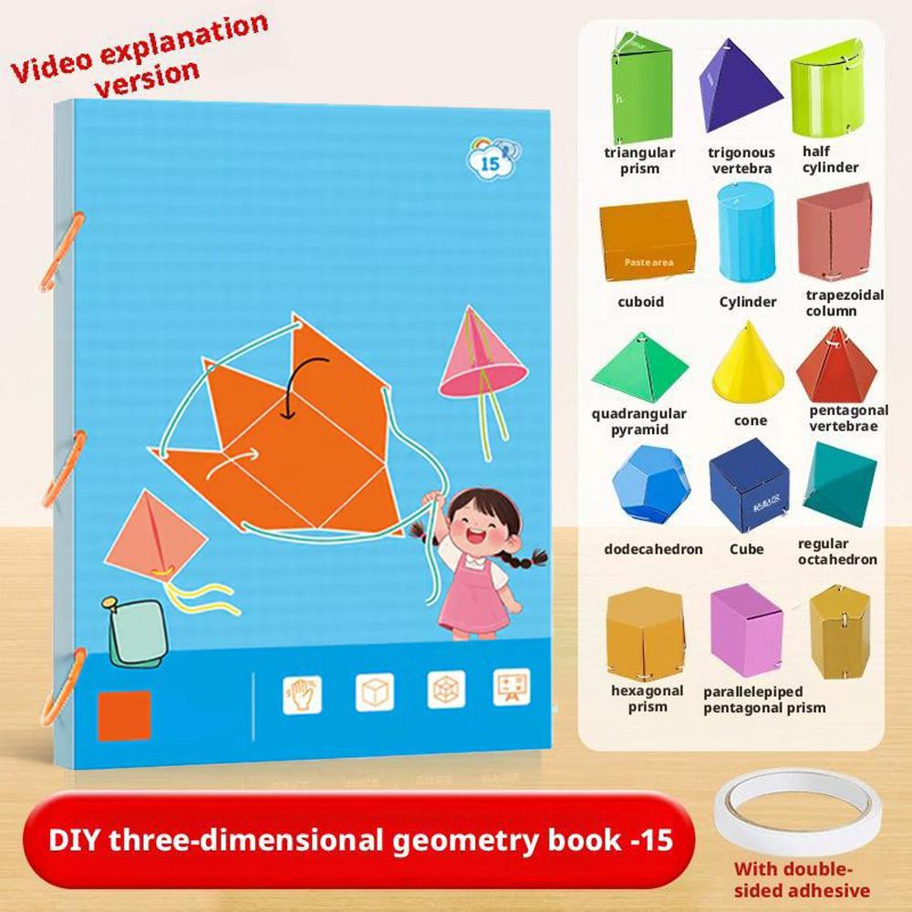 Pull String 3D Geometry Learning Book Childrens DIY Solid Books Solids Geometric Models Space Thinking Training Game