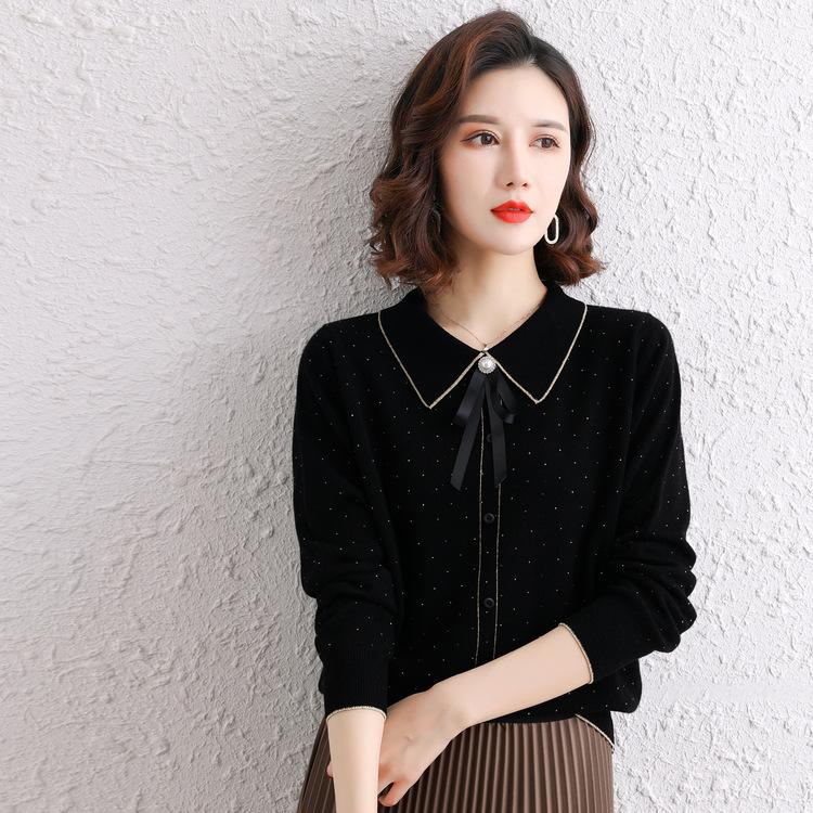 Middle-aged and Elderly Spring and Autumn Shirts Temperament Mother Women's New Autumn Coat Long Sleeve Bottoming Shirt Knitted Shirt
