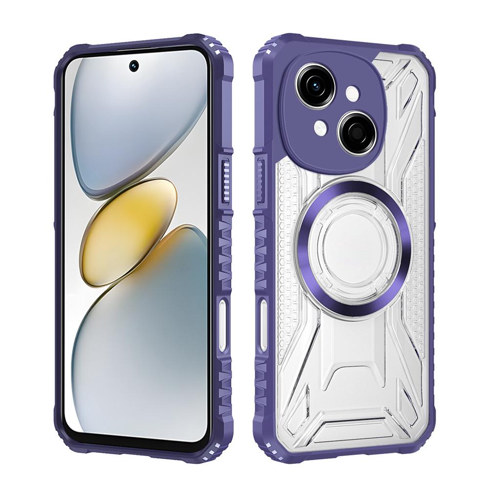 KEYSION Transparent Magnetic Case for TECNO Spark Go 1 1S Go 2025 Silicone+PC Heavy Duty Shockproof Phone Cover for Pop 9 4G