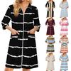 Women's Zip Front Robe with Pockets, 3/4 Sleeve Knee Length Lightweight Sleepwear for Home
