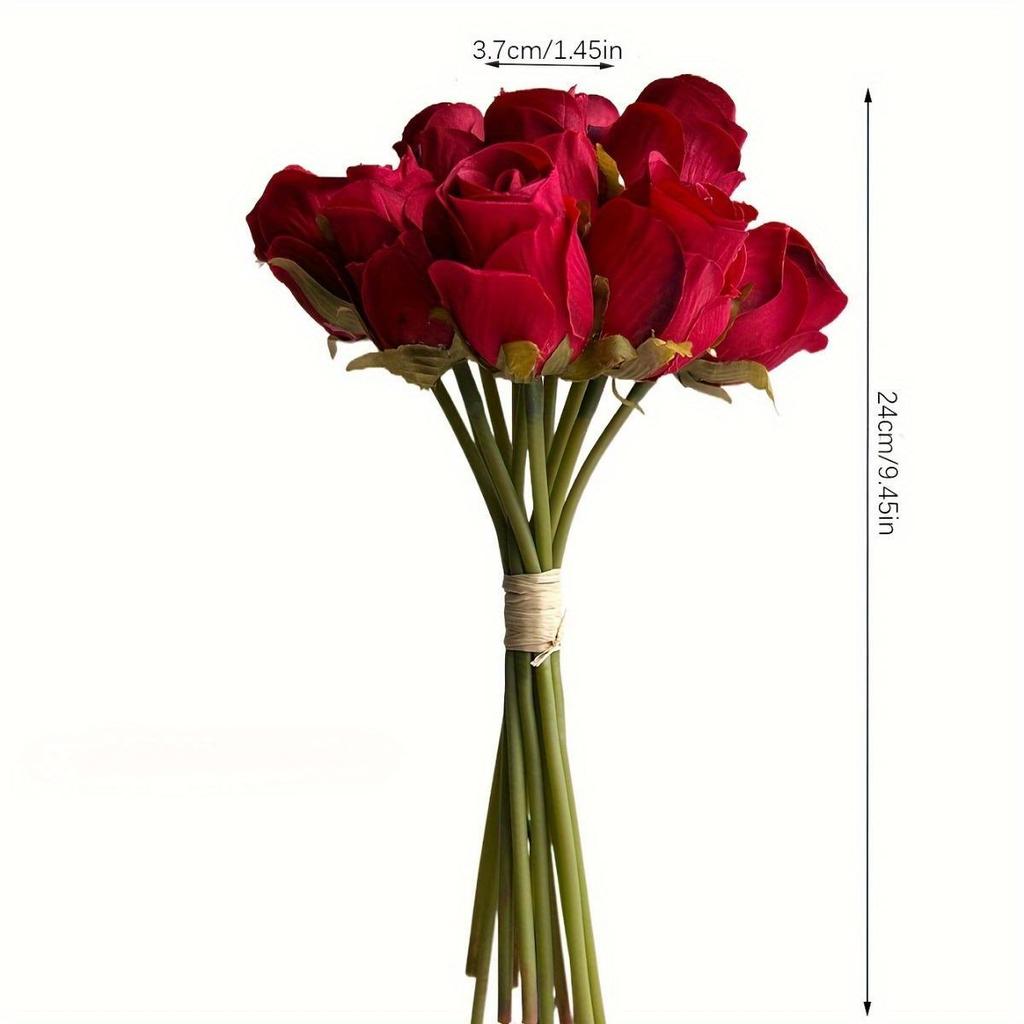 Elegant Home Decor 6-Head Artificial Rose Flower Bouquet, Perfect for Wedding, Parties, Holidays, and Birthdays