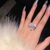 Bow, Water Drop Ring, Female Flash Diamond, Zircon, Light Luxury Texture, Niche Design, Sweet And Cool Style, Advanced Feeling Index Finger