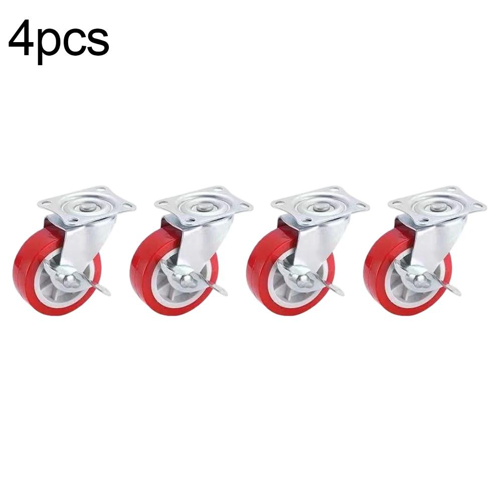For Home Furniture Caster Wheels Swivel Plate Easy Navigation No Floor Marks 50kg Load Per Caster For Workbenches