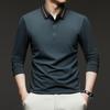 Original Design Quality Men'S Polo Shirt Autumn Solid Color Splicing Collar Long Sleeve Fashion Lapel T-Shirt Business Menswear