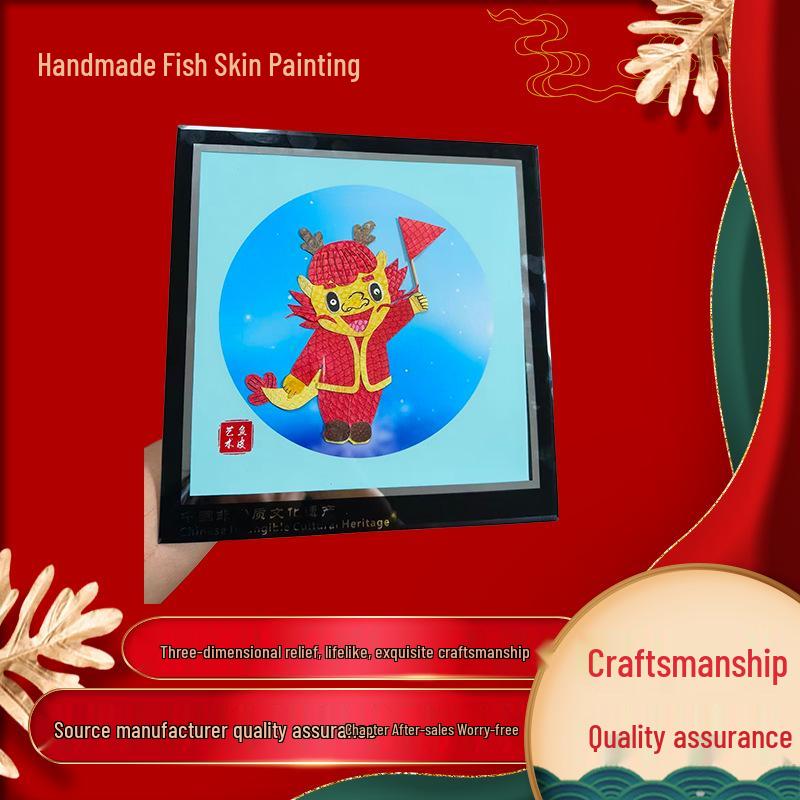 

Hezhe Handmade 3D Fish Skin Leather Wall Art for Living Room and Bedroom