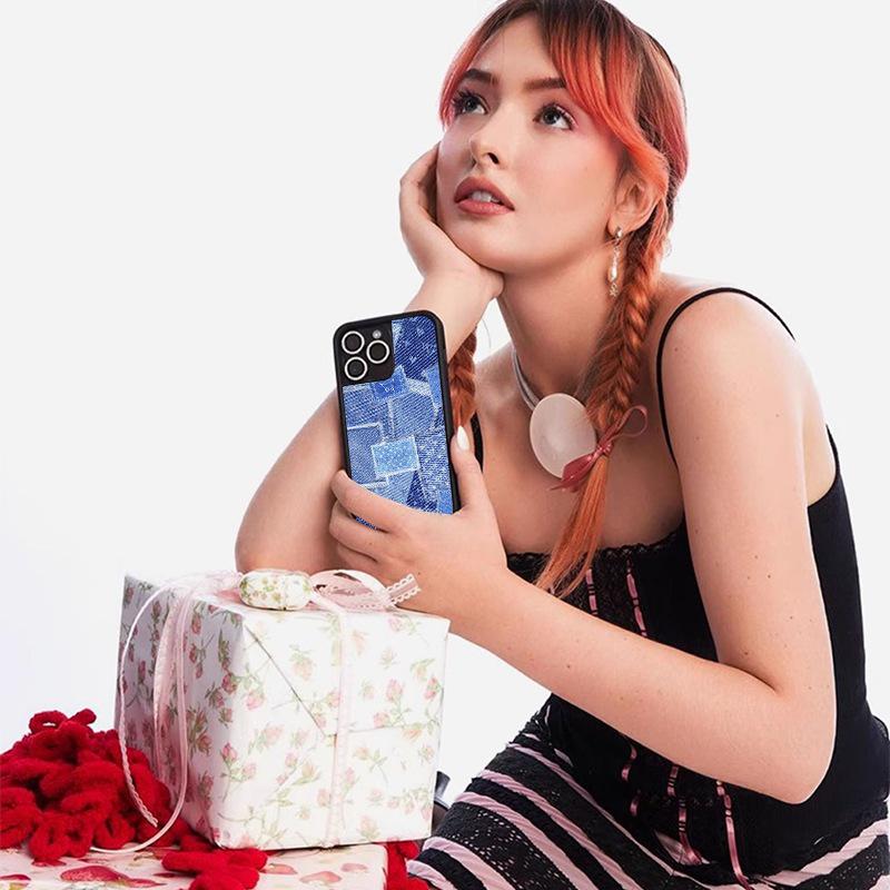 WildFlow Blue Denim Phone Case for iPhone 17/16 Pro Max/15 Plus - Protective Cover