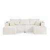 3-Seater Modular Corner Sofa, with Movable Ottomans, Soft Corduroy Fabric, Cup Holder, for Living Room, Hotels and Rental Apartments, Beige
