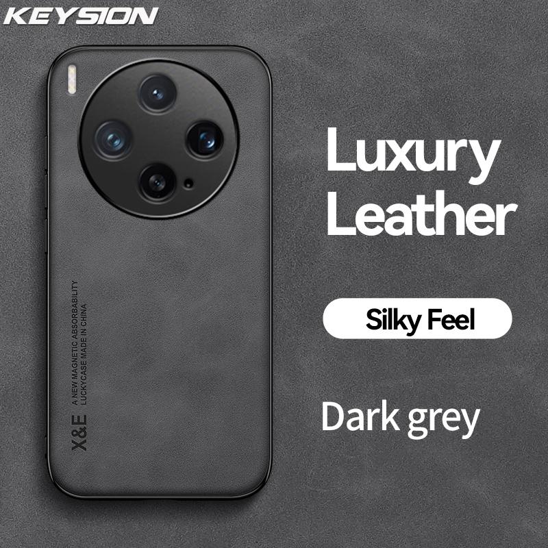 KEYSION Luxury Retro PU Leather Phone Case for VIVO X300 Pro 5G Soft Silicone+PC Shockproof Phone Back Cover for VIVO X300 Pro