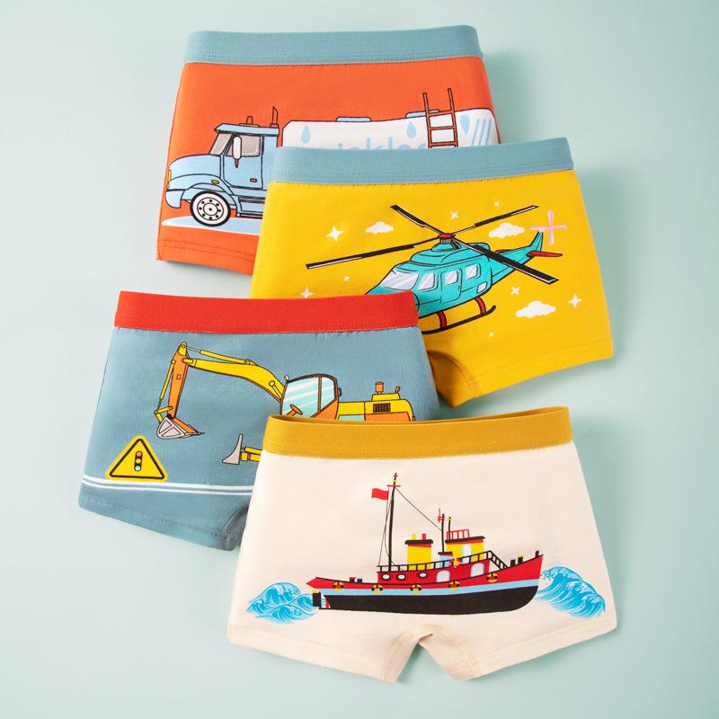 Boys' Boxer Briefs Boys' Toddler Personalized Printed Durable and Not Easily Deformed Underwear Truck Shorts Soft Cotton Cute Children's Underwear