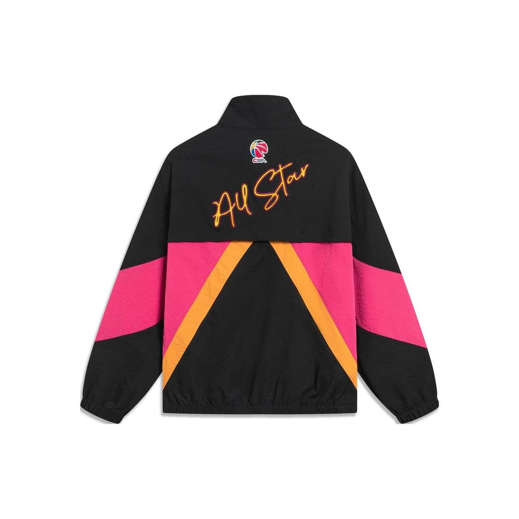Li-Ning Sports Basketball Series Printed Letter Zip-Up Long Sleeve Jacket Men Jacket Black AFDT617-1