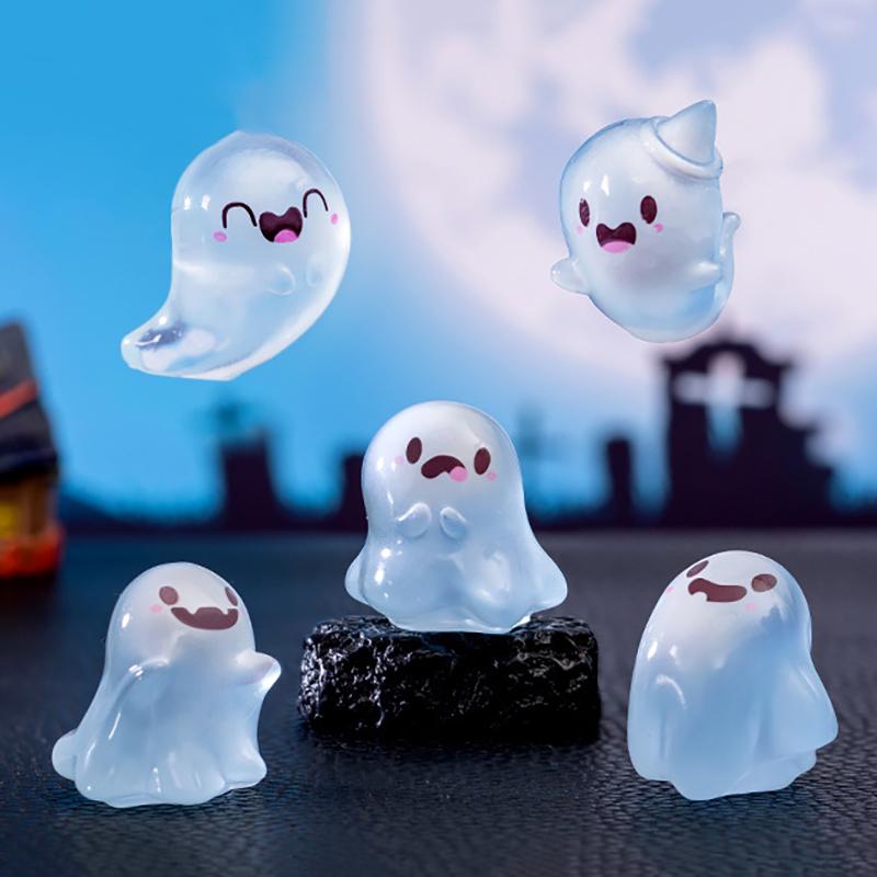 Mini Ghost Figures With Box Luminous Ghost Figurines Resin Glow In The Dark Ghost Figures Cute Positive Gift