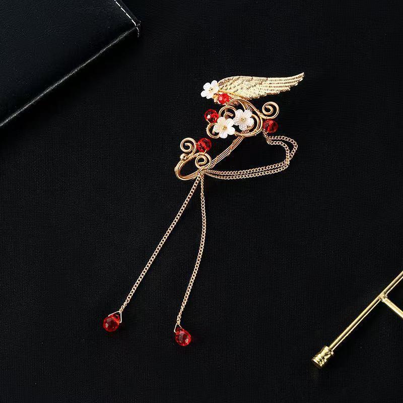 Left Ear Right Ear Sweet Alloy Elf Ear Clip Elf Ear Crystal Long Tassel Earrings Charm No Piercing Wings Ear Cuff Girls