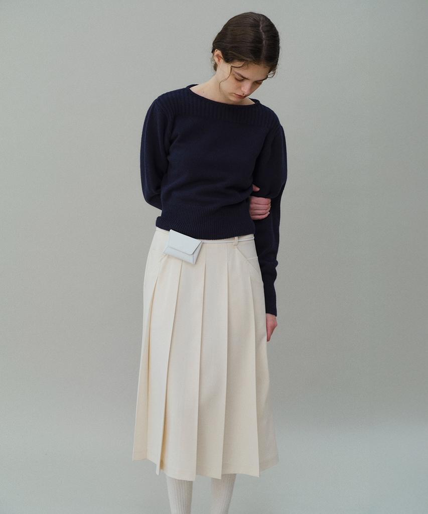 Aubeuawo Double Pocket Pleats Skirt (Ivory)