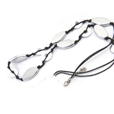 [E7212] - Long Necklace Designer 'Kilimanjaro' Black Gray Silver