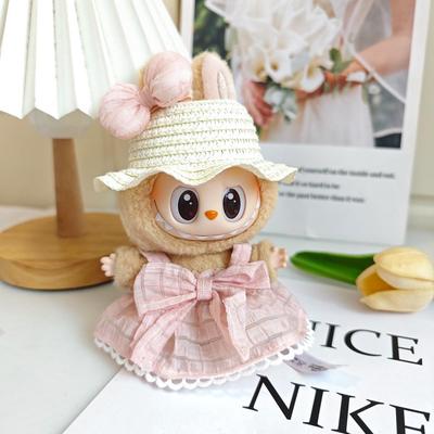 Labubu Puppe Vinyl Gesicht Anhänger mit Sommerkleid & Strohhut in Macaron Blind Box – Erste & Zweite Generation