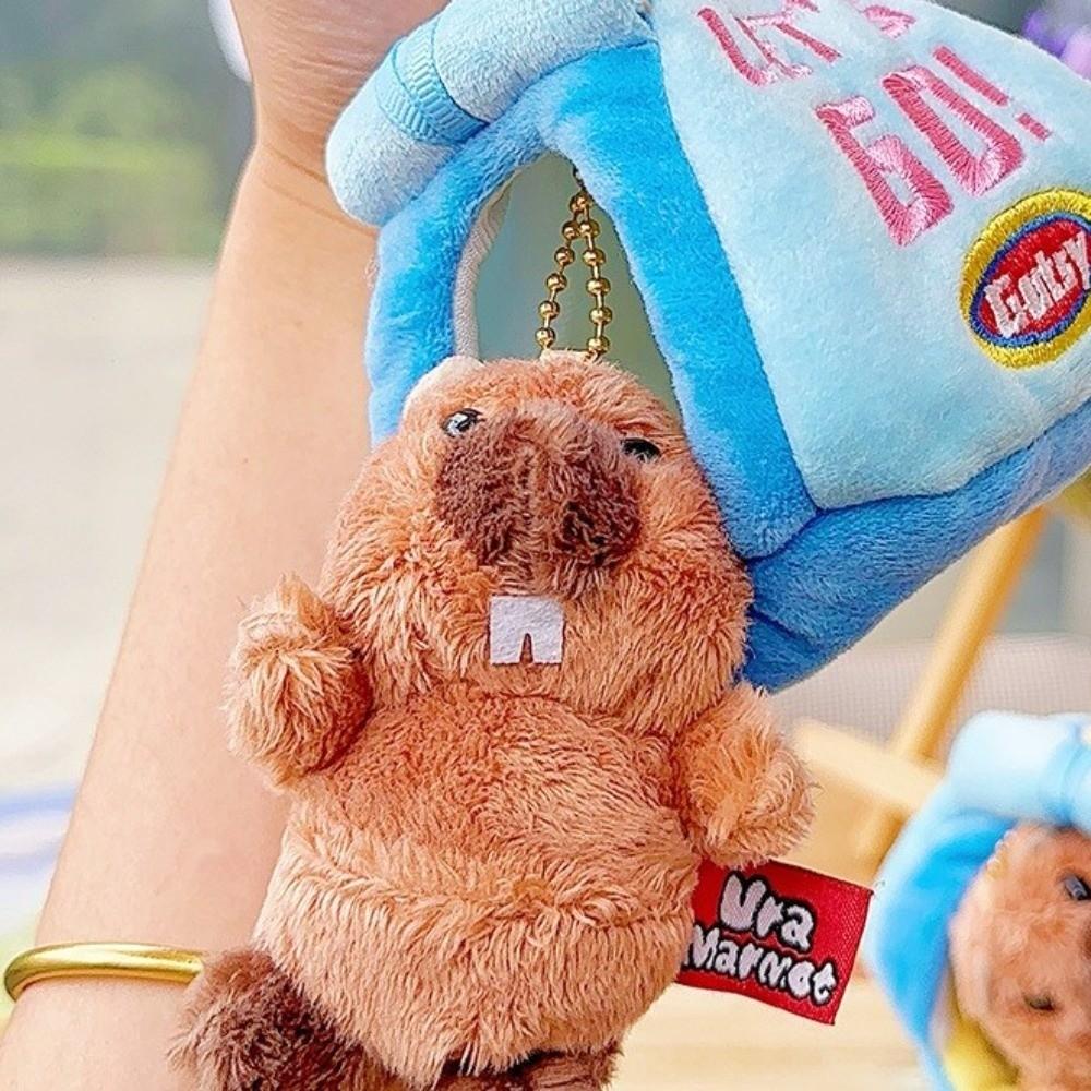 Plush Tent Pendant Portable Backpack Keychain Creative Groundhog Keychain  Keychain Collection