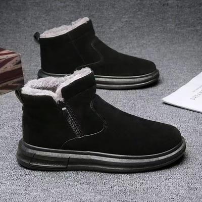 Men's Winter Big Cotton Snow Boots High Top Outdoor Cotton Boots Hot Style Plus Velvet Warm Men's Shoes Trendy and Comfortable