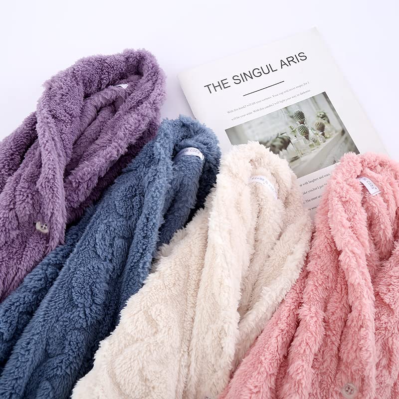 Fluffy Pajamas Striped Fluffy Flannel Warm Fluffy Room Wear Loungewear Sleepwear Gift Day Salmon Women's Autumn/Winter Mother's (L, Pink)