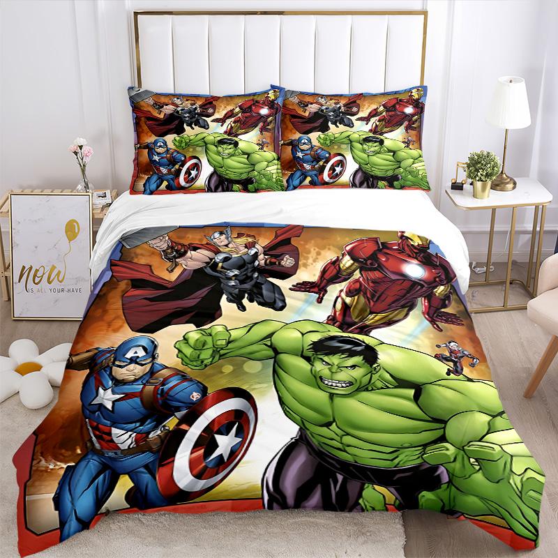 Avengers Heroes United Print 3Pcs Bedding Setduvet Cover With 2 Bedropillowcase Home Birthday Gift