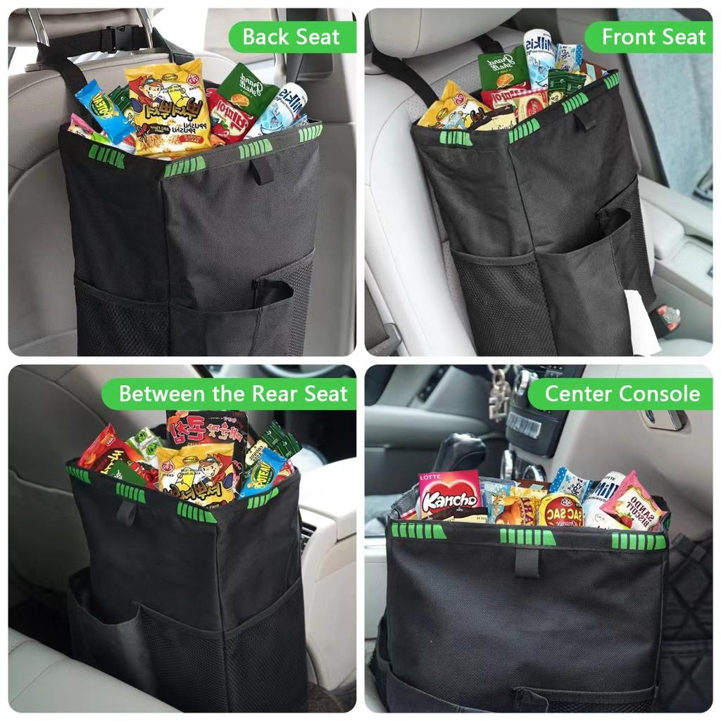 Car Trash Can 3.5 Gallons Car Garbage Can Foldable Car Trash Bag Hanging with Storage Pockets High Quality Car Trash Bin