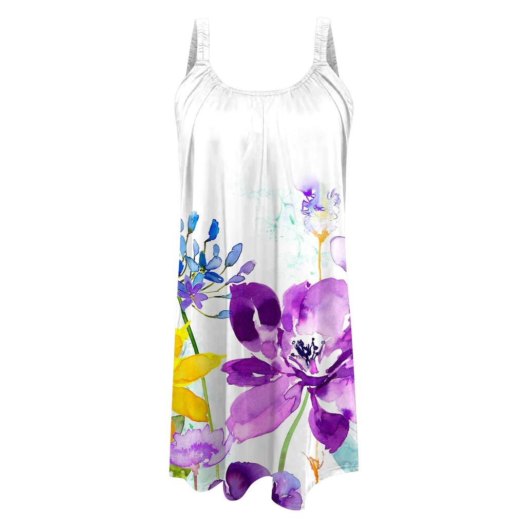 Summer Beach Dresses For Women Printed Strapless Camisole Sleeveless Sling Dress
