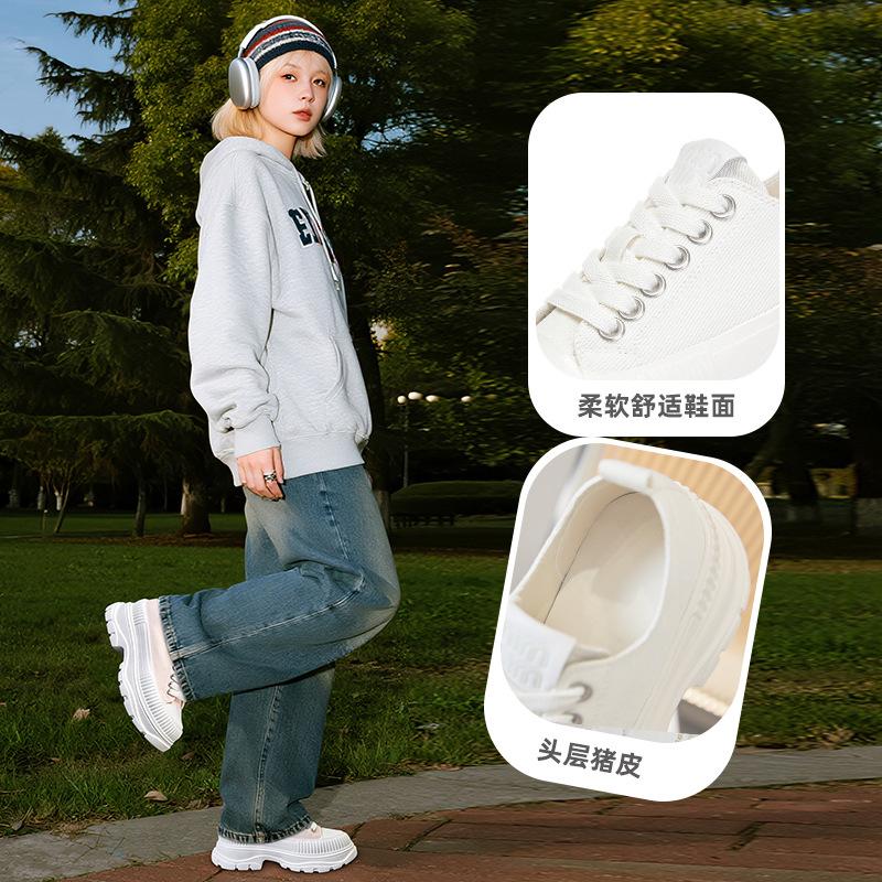 Foam sole canvas shoes 2025 autumn new shoes women's shoes versatile fashion platform shoes casual heightening board shoes women