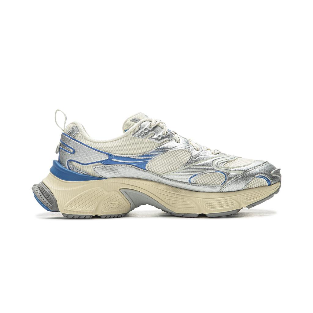 Li Ning Xingji Amorti Antidérapant Respirant Bas Haut Baskets Épaisses Homme Blanc Bleu AGCV109-4