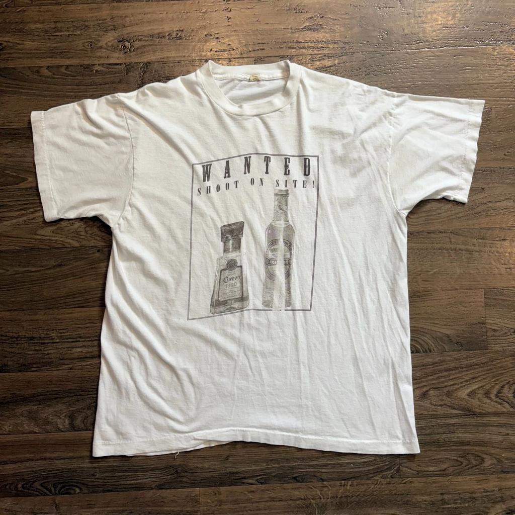 Y2K / Vintage Funny Drinking Jose Cuervo Shoot On Site White Graphic T Shirt XL