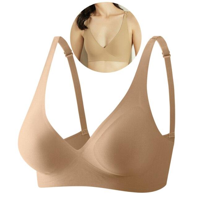 FINETOO Women Bare Skin Bra Wire Free Brassieres Push Up Women's Underwear Active Sports Fiteness Bra Sexy Intimates Lingerie