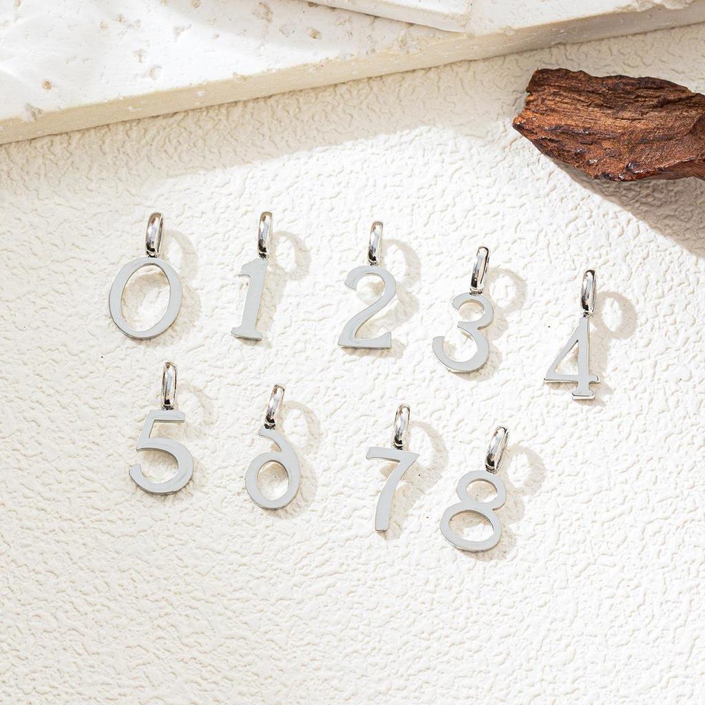 Trendy DIY 0-9 Number Pendants, 18K Gold-Plated Titanium Stainless Steel