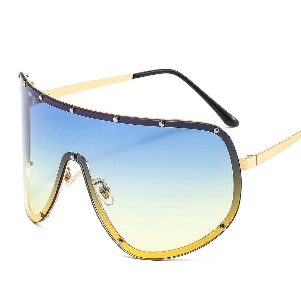 Oversized Rimless Shield Sunglasses Women Men New One Piece Lens Visor Mask Windproof Black Big Sun Glasses Shades Unique Uv400