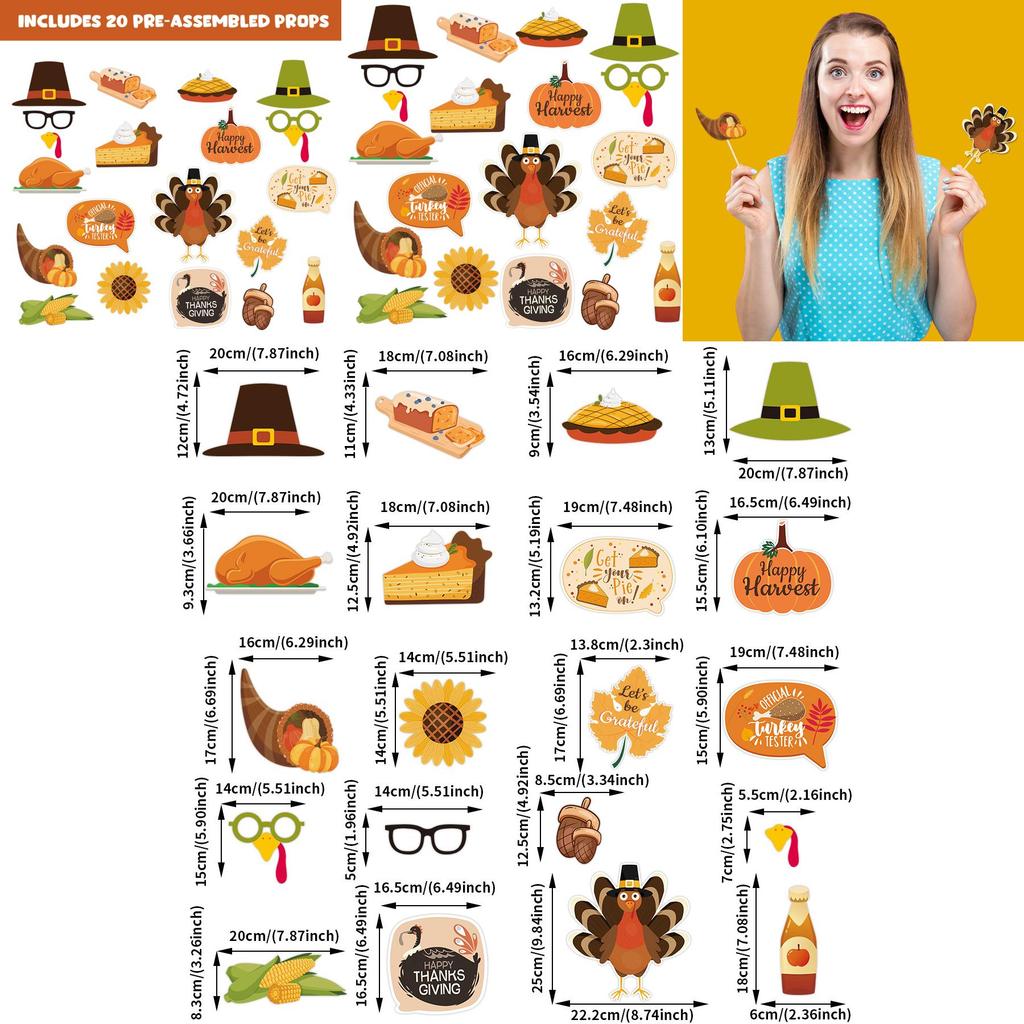 American Style Thanksgiving Day Decor Photo Booth Props For Holiday Party Fun
