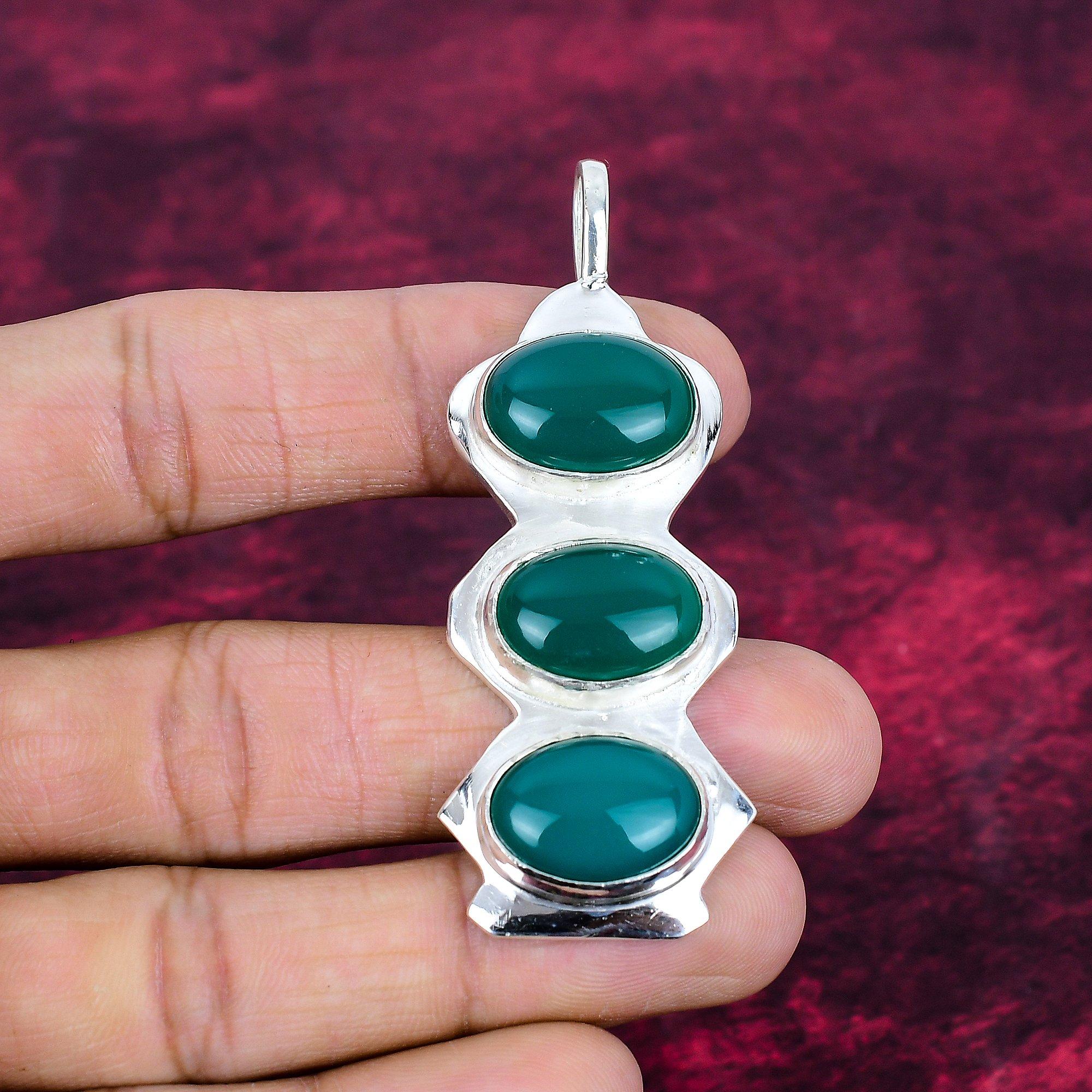 

Кулон из зеленого оникса Ювелирные изделия ручной работы из драгоценных камней, кулон из стерлингового серебра 925 пробы, уникальный дизайн ювелирных изделий 2.17 Inches