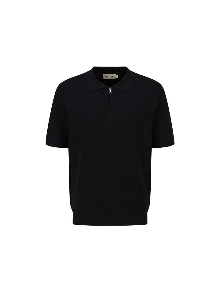 ZIOZIA Men'S) Miracle Short Sleeve Half-Zip Collared Knit_Black