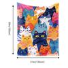 Cat animal art with colorful patterns Flannel printed blanket suitable for all seasons for living room office sofa and travel