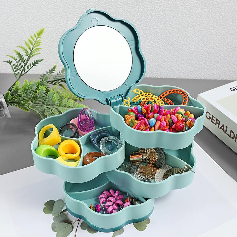 

Вращающаяся на 360 градусов многоярусная шкатулка для украшений для серег-пусет, ожерелий, браслетов, витрина, шкатулка для хранения украшений